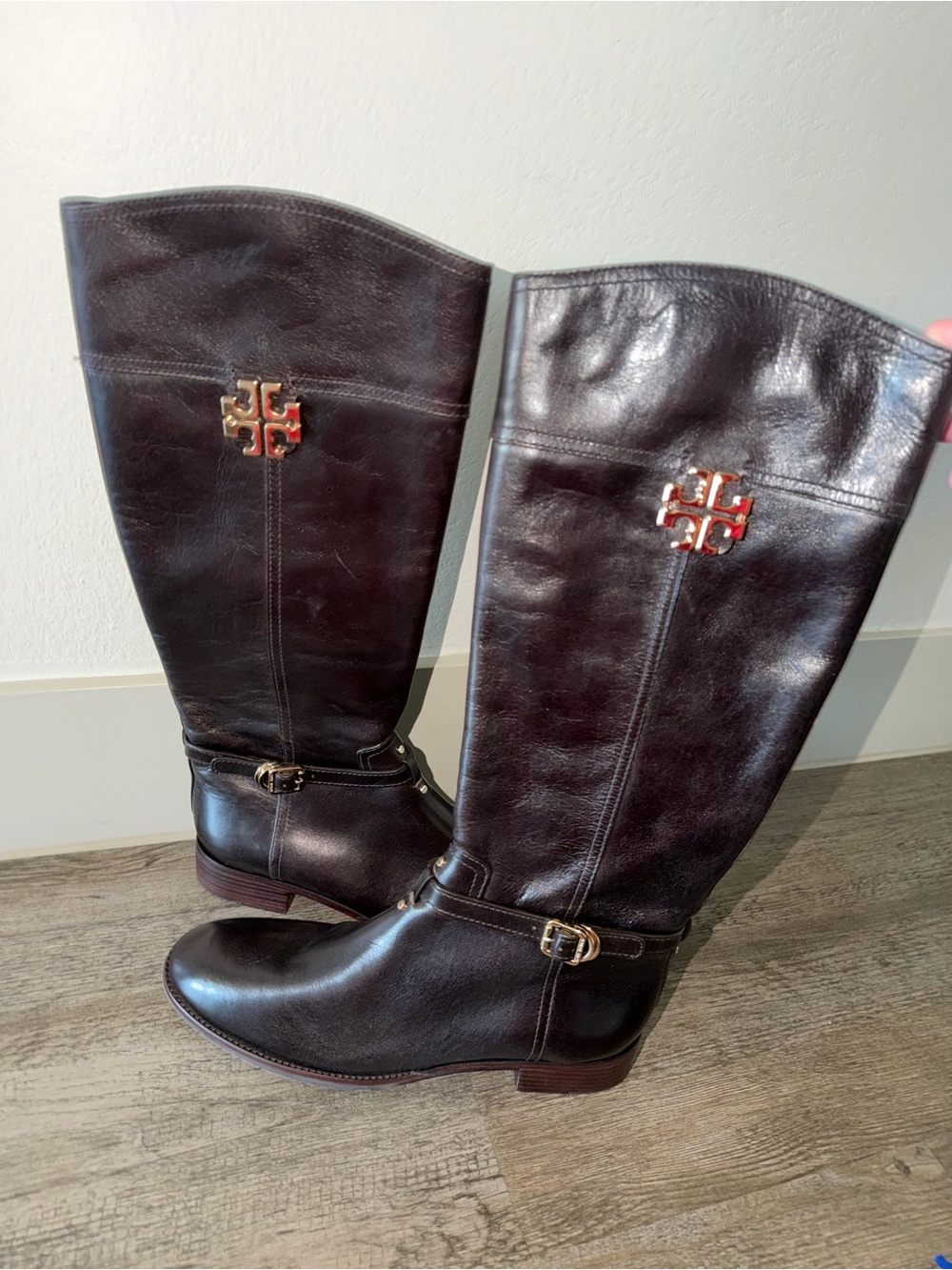 Tory Burch Dark Brown Leather Eloise Riding Boots size 12